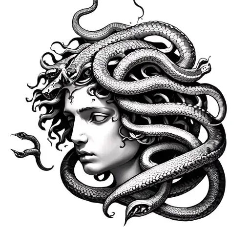 Medusa Head Surrounded By Snakes Wrapped On Arm