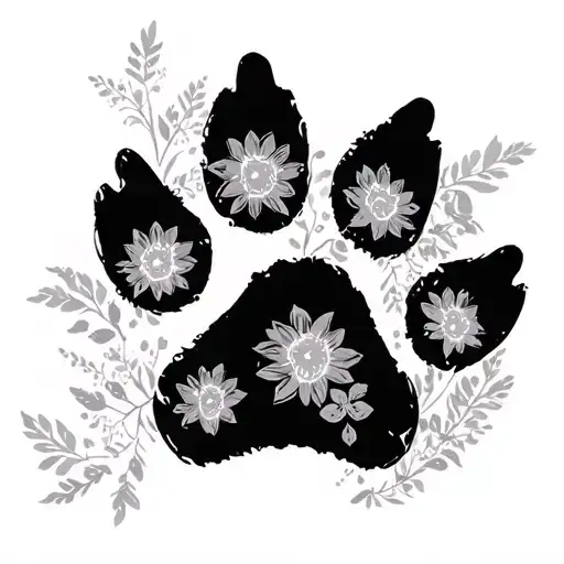 Cow Print Dog Paw Print With Florals