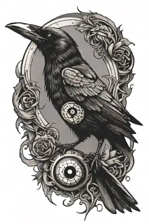 A Vertical Crow With An Sharingan Eye Inside