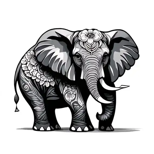 Floral Geometric Elephant With