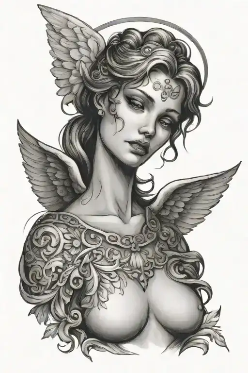 Woman Angel With Filler Light Shining