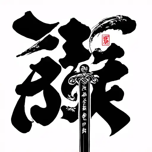 Katana In Cursive Letters