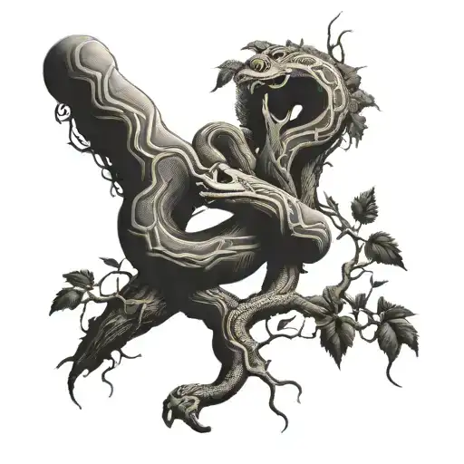 Tree With Snake Wrapping Around It