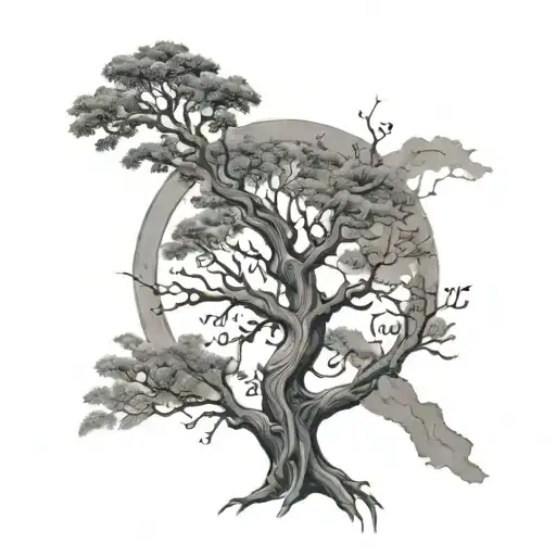 A Tree With Branches Forming Letters From Religious Texts