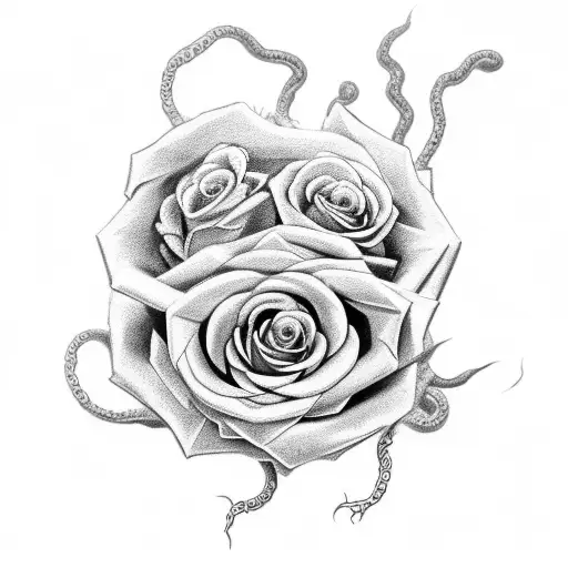 Medusa With Dark Roses
