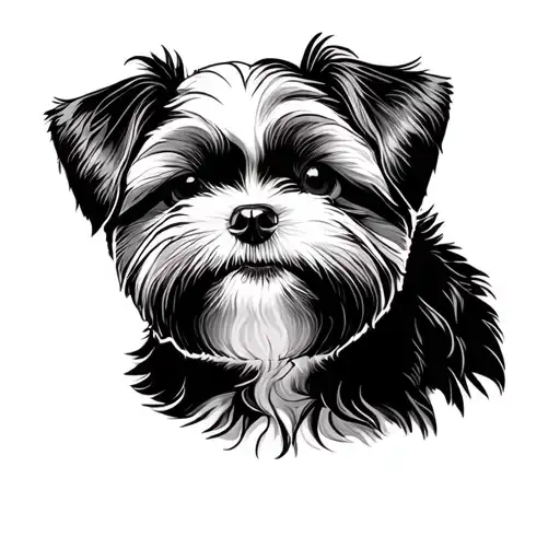 Minimalistic Design Featuring The Outline Of A Dog Of The Rase Shih Tzu