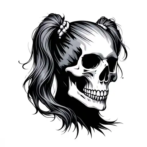 Skull With Pony Tails