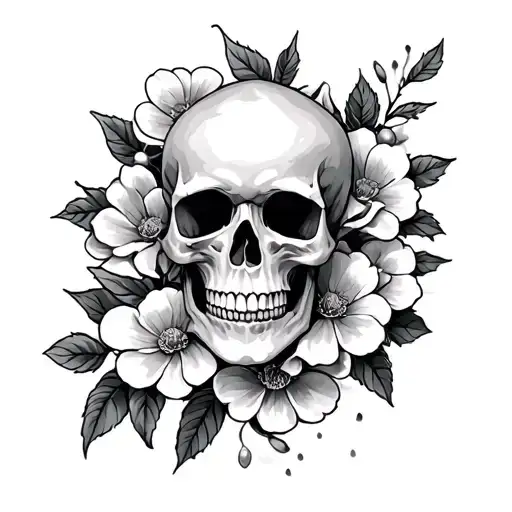 Cherry Flower Skull