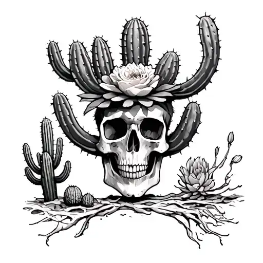 Memento Mori Plus Cactus Above It