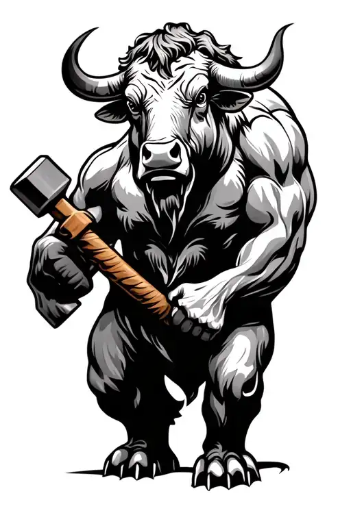 Taurus Bull Holding A Sledgehammer