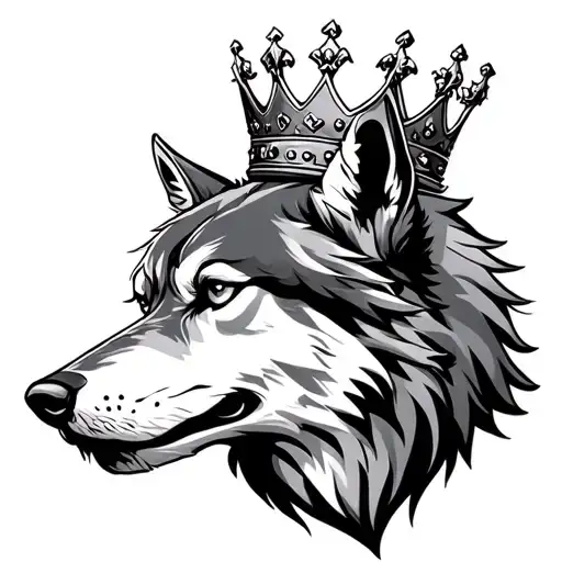 Wolf With King Crown On Head