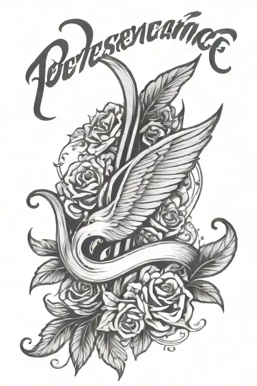 The Word Perseverance In Calligraphy Style Design