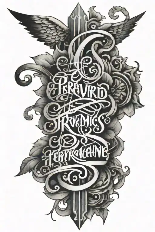 The Word Perseverance In Calligraphy