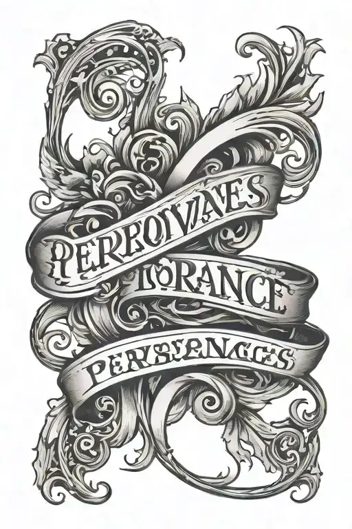The Word Perseverance In Calligraphy Surrounded