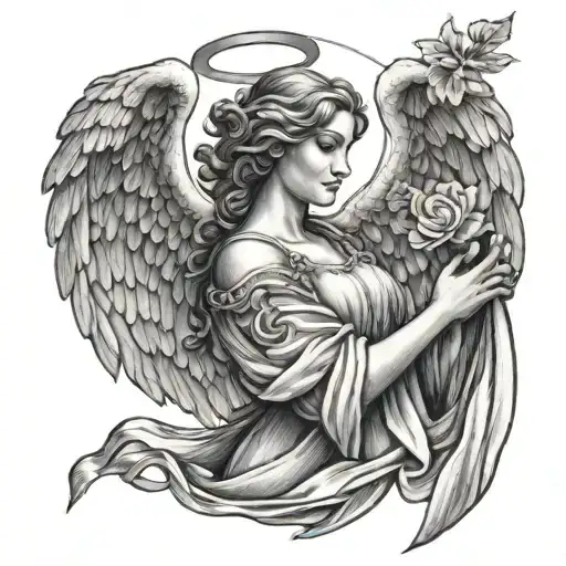 Angel Holding A Tattoo Design