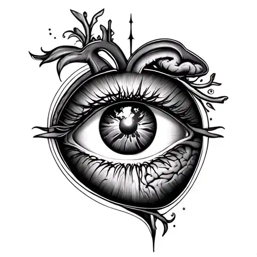 In A Stright Line Design The Eye Earth Brain And Heart