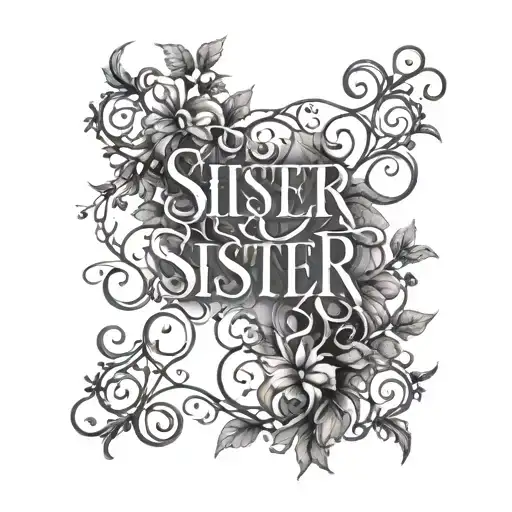 The Word Sister In Fine Print Surrounded By Vines Manly