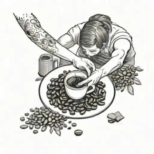 A Serene Scene Of A Person Receiving A Massage With Coffee Beans Scattered Around
