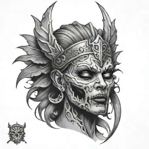 Warrior Queen Front View Zombie Head