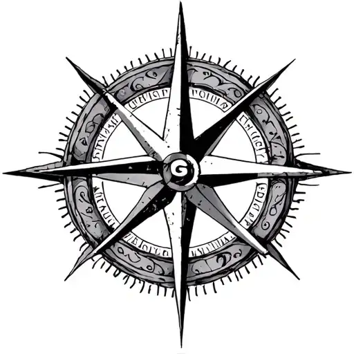 Compass Rose With Intricate