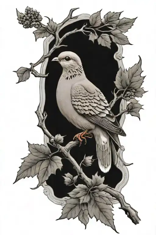 Mourning Dove Sitting On A Maple Branch