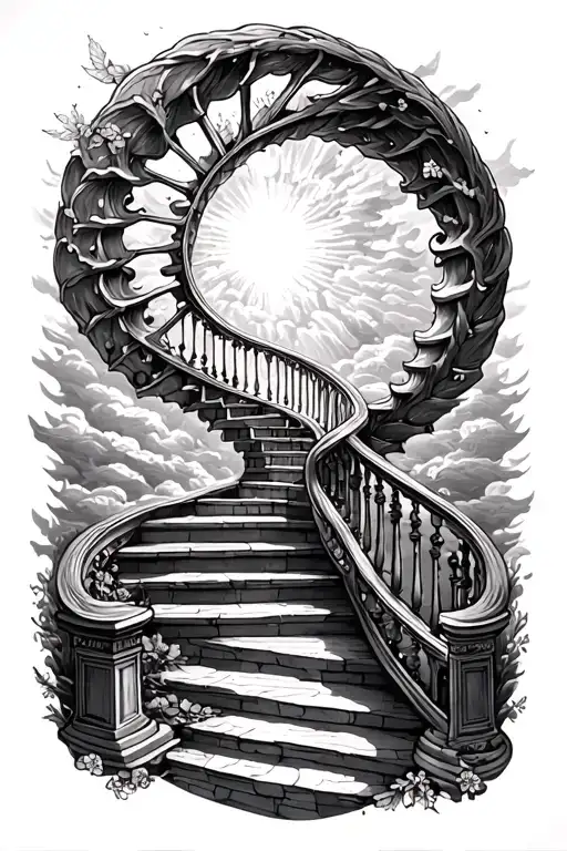 Memorium Tattoo With Spiral Staircase To Heaven