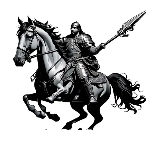 Warrior With Horse Spear Going