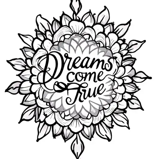 Mandala Design Flower Word Dreams Come True
