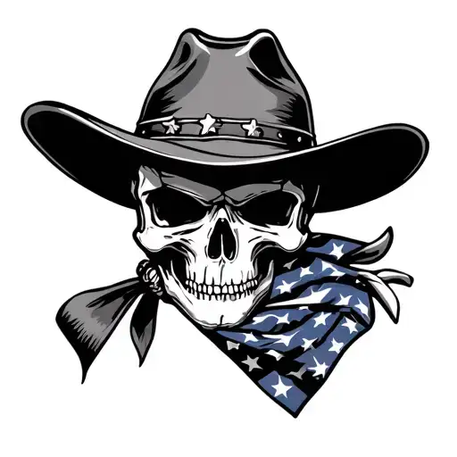 Cowboy Skull With American Flag Bandana