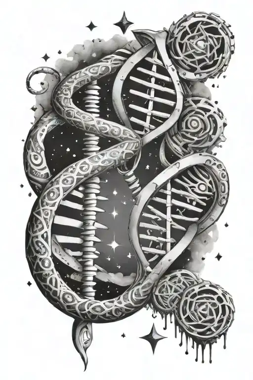 Dna Universe And Star Dust Coiling Each Other Hand