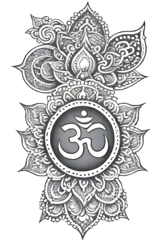 Om Hindu Symbol Arm Tattoo Sleeve Design Featuring