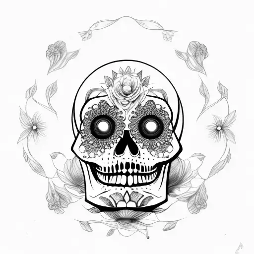 Lady Face Skull Flower