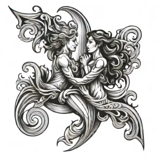 Aquarius And Aeries Merging Together Symbolizing The Client's Love