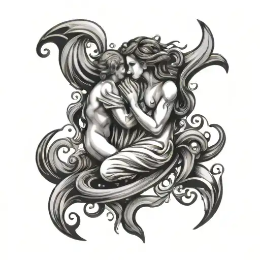 Aquarius And A Ries Merging Together Symbolizing The Client's Love