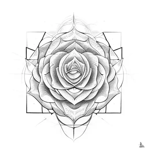 Rose With Sacred Geometry Patters In The Background