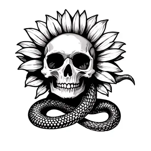Skeleton Sunflower Skull Snake