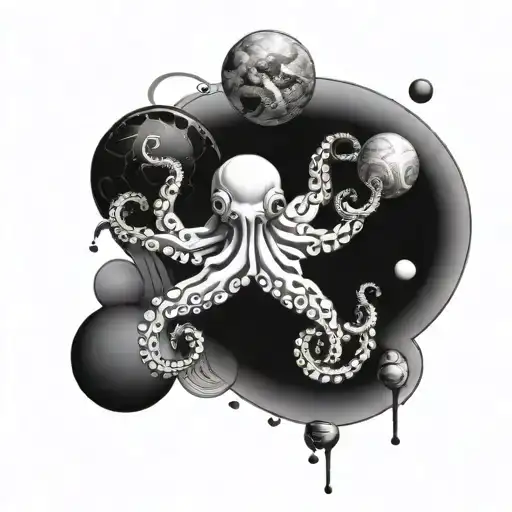 Octopus And Planets Orbiting