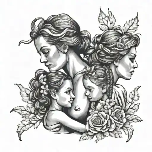 Mother And Two Daughters