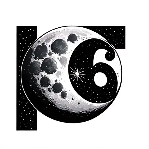 Lunar Moon With A Number 6 Neatly Insinde The Moon