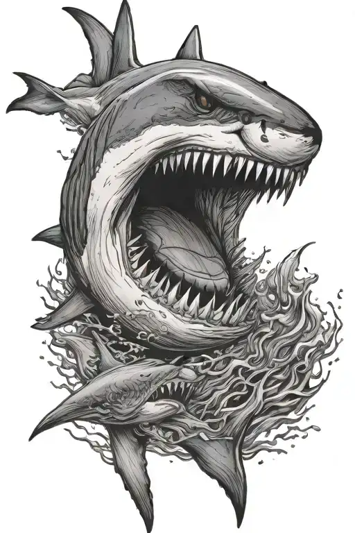 Realistic Great White Shark With Open Jaw