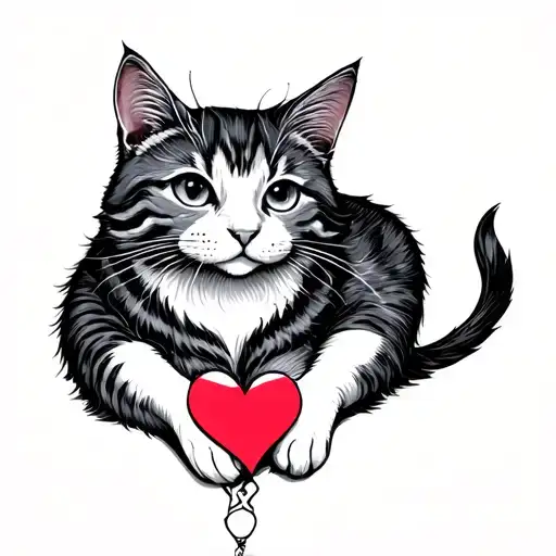 Small Tattoo With Cat Leg And A Heart