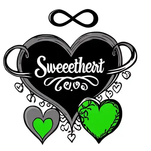 Word Sweetheart With A Infinity Sign And A Green Heart