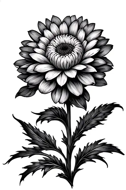 Chrysanthemum Abstract Fine Line