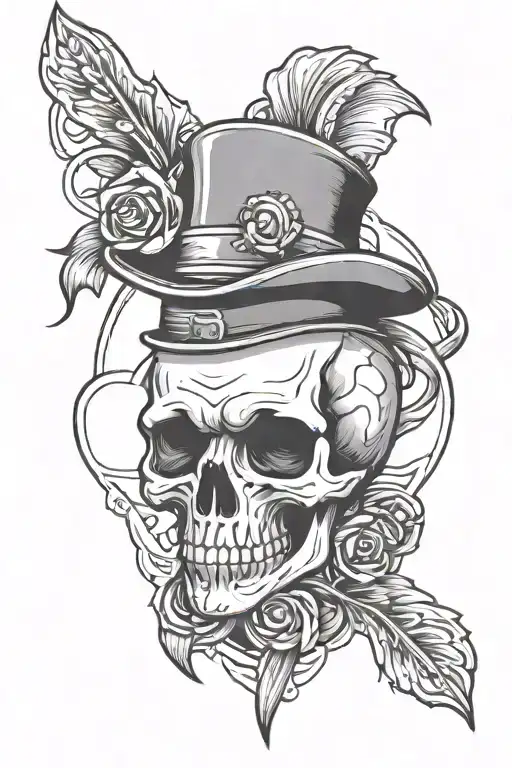 An Edgy Skull Design With A Linux Penguin Mascot Peeking Out From Behind