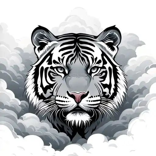 Tiger In Clouds