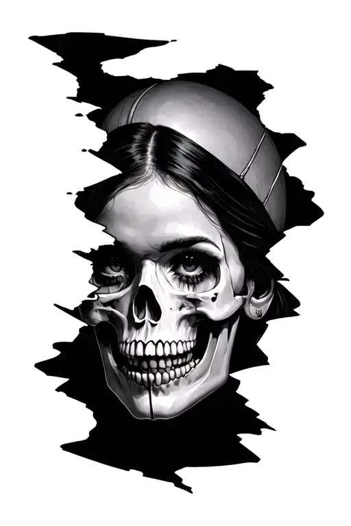 Woman Face Break Out Of Skull