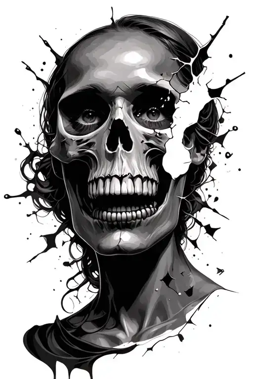 Skull Shattering Off Woman Face