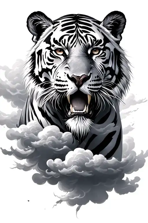 Tiger In Clouds