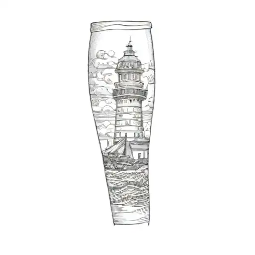 A Lighthouse Guiding Ships Sailing Ship Sailing Ship Sailing