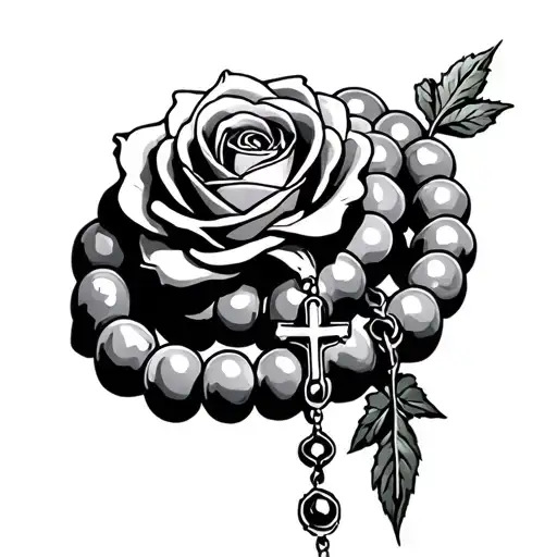 Rosary Bead Wrapped Around Forearm Tattoo Design